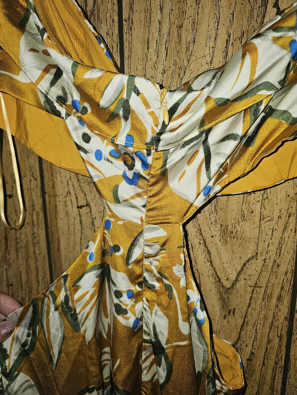 FASHION NOVA Marigold Satin Pack Your Bags Cut Out Strapless Jumpsuit - Large - Picture 7 of 12